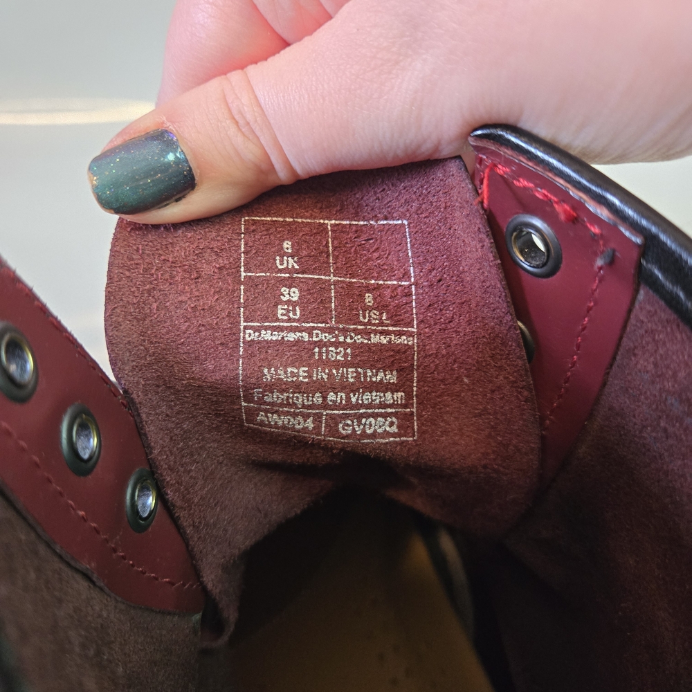 Dr. Martens Doc Martens Burgundy Leather 1460 Grunge Combat Boots 8 11821 - Picture 10 of 16